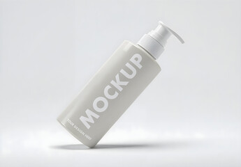 Minimalist Cosmetic Bottle Mockup with Pump Dispenser