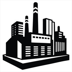 Obraz premium Automation Factory silhouette, emphasizing technological advancement in production – Factory illustration