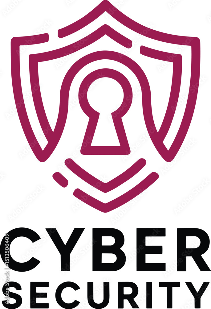 Poster cyber security shield with keyhole for protection and data safety