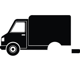 Black and white vector illustration of a large cargo truck with a spacious cabin and a long trailer, Retro silhouette of delivery truck vector illustration graphic design, A black silhouette of a truc