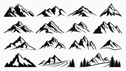  mountain shape icons in crisp black silhouettes 1