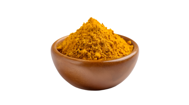 Turmeric powder in wooden bowl spice food ingredient cooking
