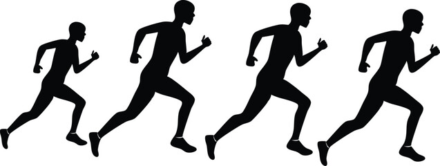  running silhouettes showing sprinters joggers