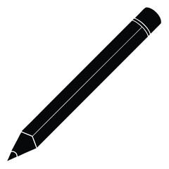 pencil silhouette icon vector, Pencil silhouette vector. Set of vector black outline pencil icon. Pencil vector illustration isolated on a white background.