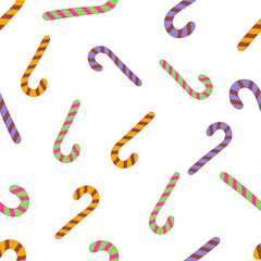 colorful seamless pattern with multicolored candies on a light background.