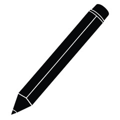 pencil silhouette icon vector, Pencil silhouette vector. Set of vector black outline pencil icon. Pencil vector illustration isolated on a white background.