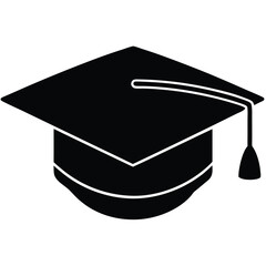 Degrees Hat Silhouette, graduation cap silhouette, black and white silhouette, vector and illustration, School Cap, Graduation cap vector icon black color education, Graduation Celebration.
