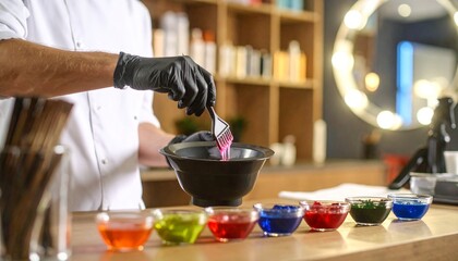 Hairstylist Mixing Dye in Boutique Salon