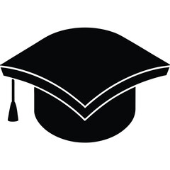 Degrees Hat Silhouette, graduation cap silhouette, black and white silhouette, vector and illustration, School Cap, Graduation cap vector icon black color education, Graduation Celebration.