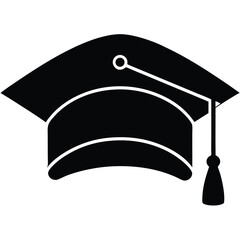 Degrees Hat Silhouette, graduation cap silhouette, black and white silhouette, vector and illustration, School Cap, Graduation cap vector icon black color education, Graduation Celebration.