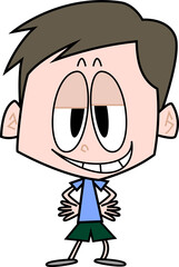 腰に手を当ててニヤニヤする男性