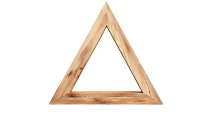 A wooden triangle frame with visible wood grain texture  a stark  providing contrast isolated on transparent background