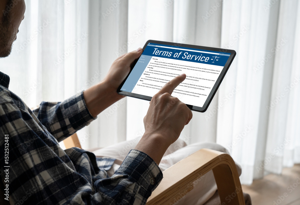 Poster online term of service conditions showing brisk rules and regulations in using the website on device