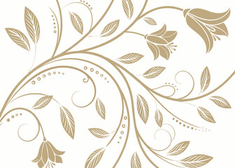 Fototapeta premium Jungle botanical wallpaper with Art Deco elegance. Vintage baroque floral leaves in hand drawn vector style. Wavy ornament pattern. Luxury background for illustration use.