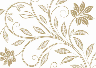 Art Deco jungle wallpaper with vintage baroque elegance. Botanical vector design with wavy floral ornament. Hand drawn leaves pattern. Luxury background for refined decoration.

