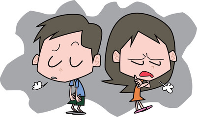 ため息をついてる男女