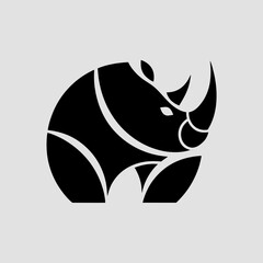 Charging rhino with thick powerful shape vector illustration