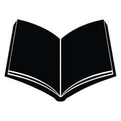 Open Book Silhouette Pages Flying Free, book - black and white vector symbol illustration of an open book, white background, Open book icon simple black silhouette knowledge symbol vector illustration