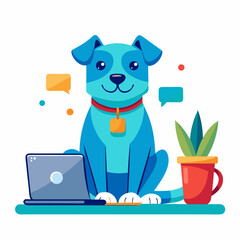 Take Your Dog to Work Day Vector Illustration - Office Dog, Pet at Workplace, Friendly Companion