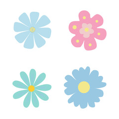colorful set of flowers, hand drawn. vector.