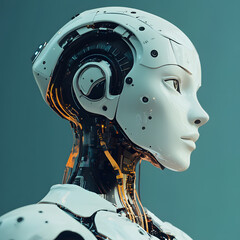 Futuristic Female Robot Head AI, Artificial Intelligence, Android, Cyborg, Machine Learning