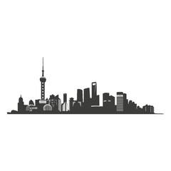 Shanghai skyline silhouette