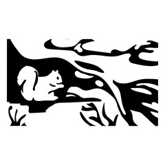 Squirrel habitat landscape silhouette