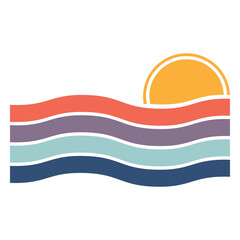 Sunset landscape flat