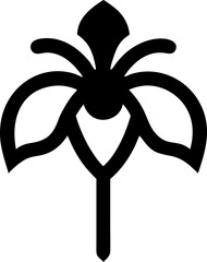 Iris flower vector outline icon on white or transparent background	