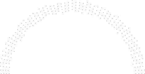 Half-circle composition with irregular dotted rays appearing inside and outside, creating a textured graphic design.