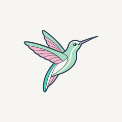 Obraz premium Pastel colored minimalistic hummingbird vector illustration