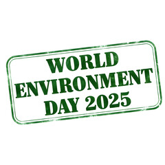 Flat Design Typography for World Environment Day 2025 with Green Gradient Fill and Hand-Drawn Eco Doodles