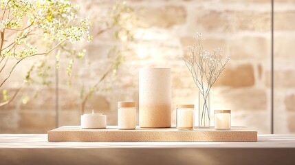Earthy Tones Natural Clay Candles and Vase Display