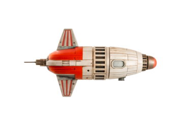 Retro spacecraft model isolated on a white background png ai generated