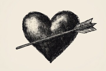 Black heart with an arrow piercing through it captures the essence of love and pain, symbolizing the complex emotions tied to relationships