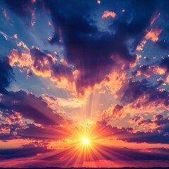 Fototapeta premium Afternoon sun lights desert and floating clouds high resolution picture