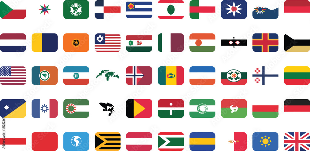 Poster a collection of various country flags displayed in a grid pattern with rounded corners