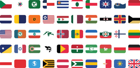 A collection of various country flags displayed in a grid pattern with rounded corners 