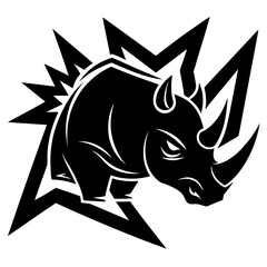 Charging rhino with thick powerful shapes vector illustration