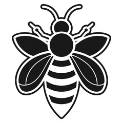Obraz premium Bee Black And White Silhouette Vector Illustration