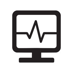 ECG Heart Rate Monitor Icon – Medical Pulse Silhouette Vector Design