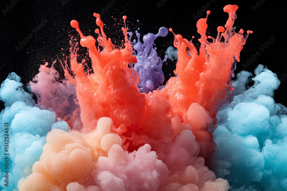 Poster colorful paint explosion creating dynamic art in motion