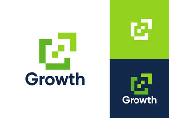 Obraz premium letter G with arrow logo. creative global growth technology vector design concept 