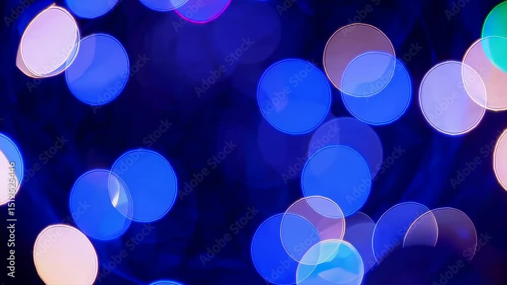 Poster vibrant bokeh transition with pulsating blue and yellow light orbs in a dynamic motion concept