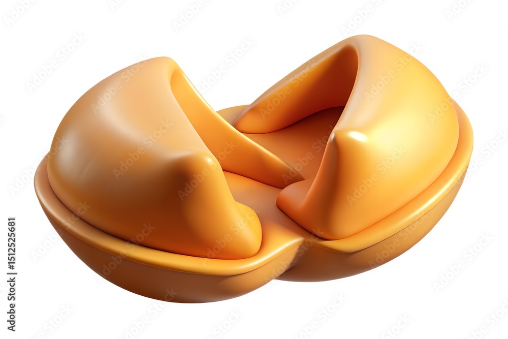 Poster abstract 3d render of interlocking orange forms