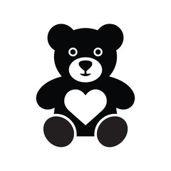 a black and white vector illustration of a teddy bear on white background