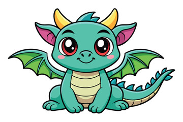 Naklejka premium Adorable cartoon baby dragon illustration