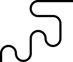 Thick curved and wavy line forming paths with rounded shapes, featuring irregular, zigzag, squared patterns.