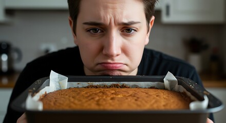 Unhappy Baker With Dessert