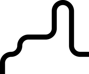 Thick curved and wavy line forming paths with rounded shapes, featuring irregular and squared patterns.